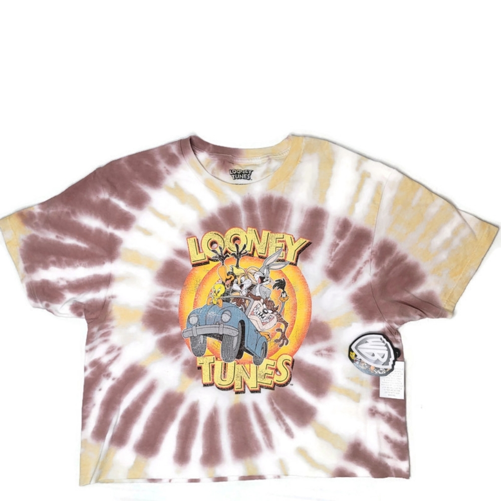 Looney Toons NWT tie dye crop top tee large